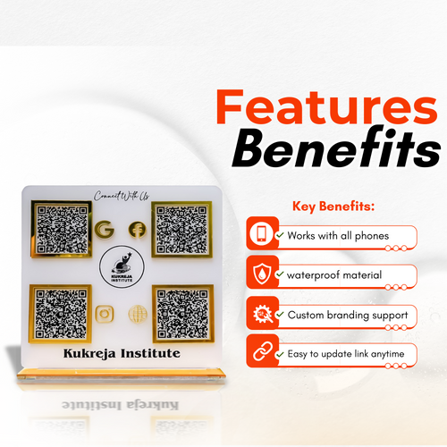 4 QR NFC Enabled Double side White Standee