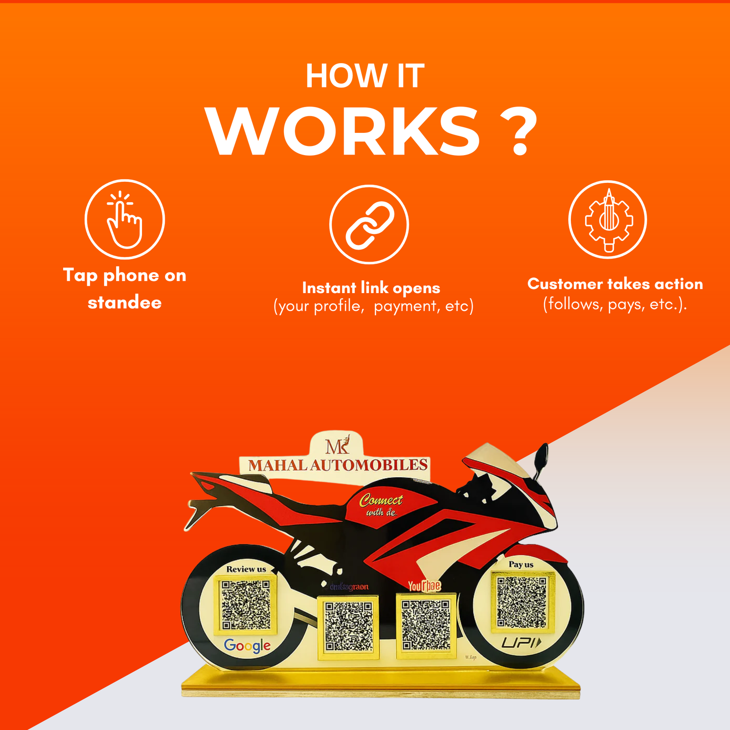 4 QR NFC Enabled Bike shape Standee