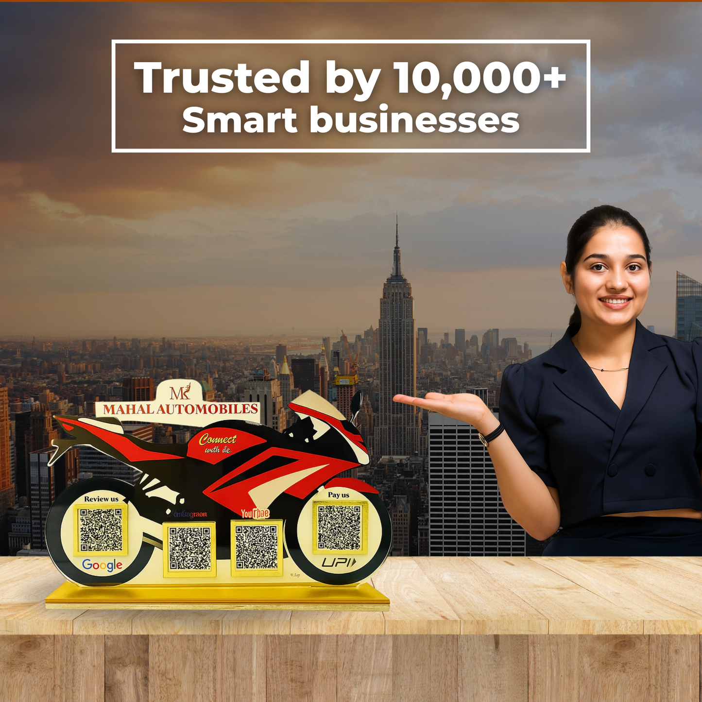 4 QR NFC Enabled Bike shape Standee
