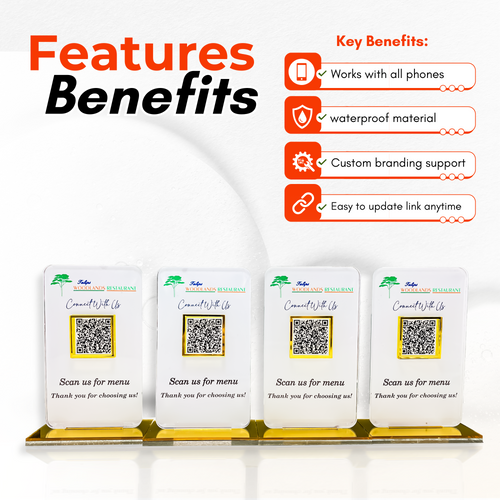NFC Enabled Menu Standee (Pack of 4)  For Restaurant & Cafe