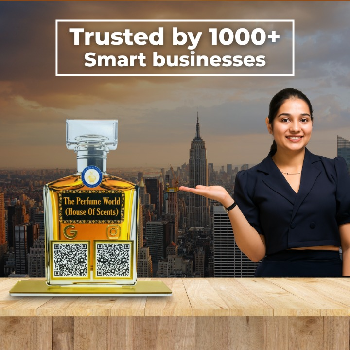 2 QR NFC Enabled Bottle Shape Standee for Perfume Attar & Cosmetic Store