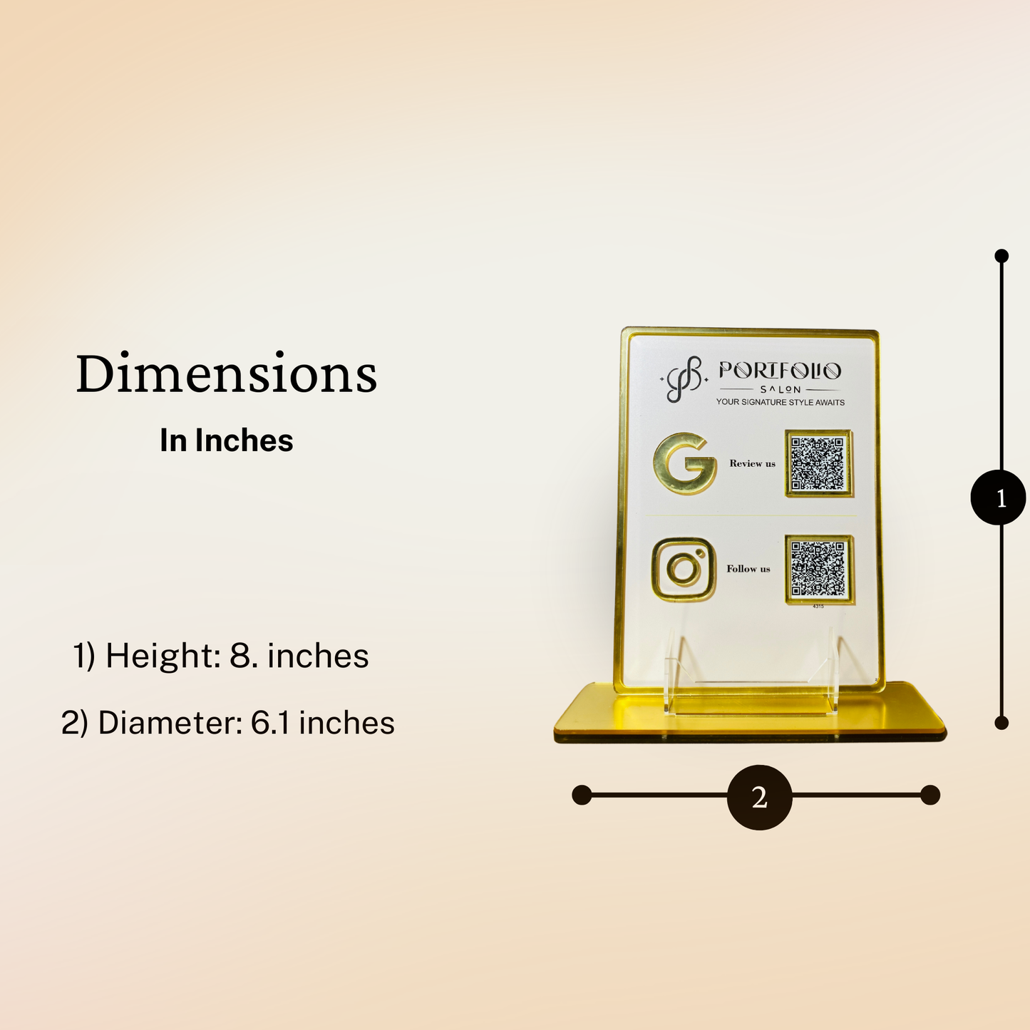 2 QR NFC Enabled Golden Border Standee With Card Stande for Shops Cafes Clinics & Offices For Salon and spa