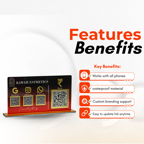 4 QR NFC Enabled Horizontal Digital Premium Standee for Dental Clinic | Salon & Spa