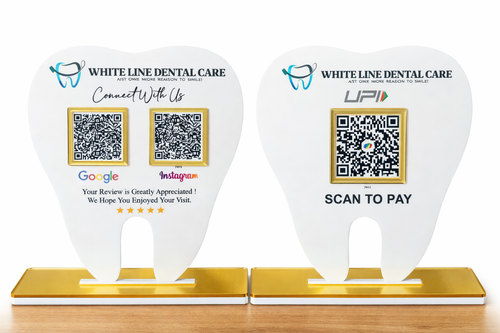 2 QR Tooth Shape NFC Enabled Bundle For Dentists Dental Clinic Dental Care