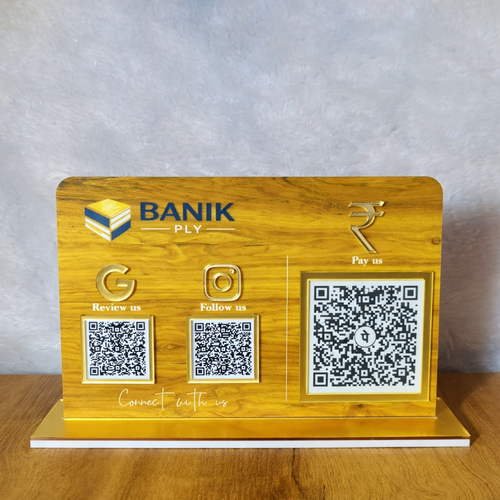 3QR NFC Enabled Horizontal Ply Interior Design NFC QR Display Wood Texture