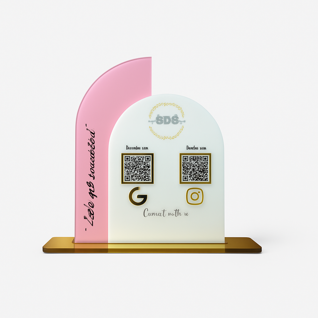 2 QR NFC Enabled Custom Shape Standee for Shops and Clothing Store and Boutiques