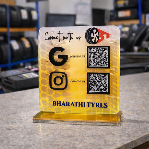 2 QR NFC Enabled Tyre Tread Theme Standee | Tyre Shop | Tyre Dealer | Wheel Alignment Center