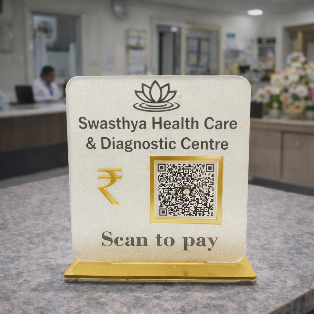 1 QR NFC Enabled Frosted Standee for Shops Cafes Clinics & Offices