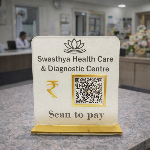 1 QR NFC Enabled Frosted Standee for Shops Cafes Clinics & Offices