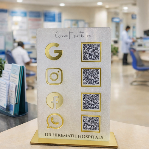 4 QR NFC Enabled Frosted Standee For Clinic and Hospital