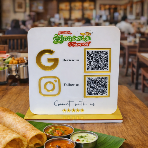 2 QR NFC Enabled Digital White Standee for Cafes & Restaurents