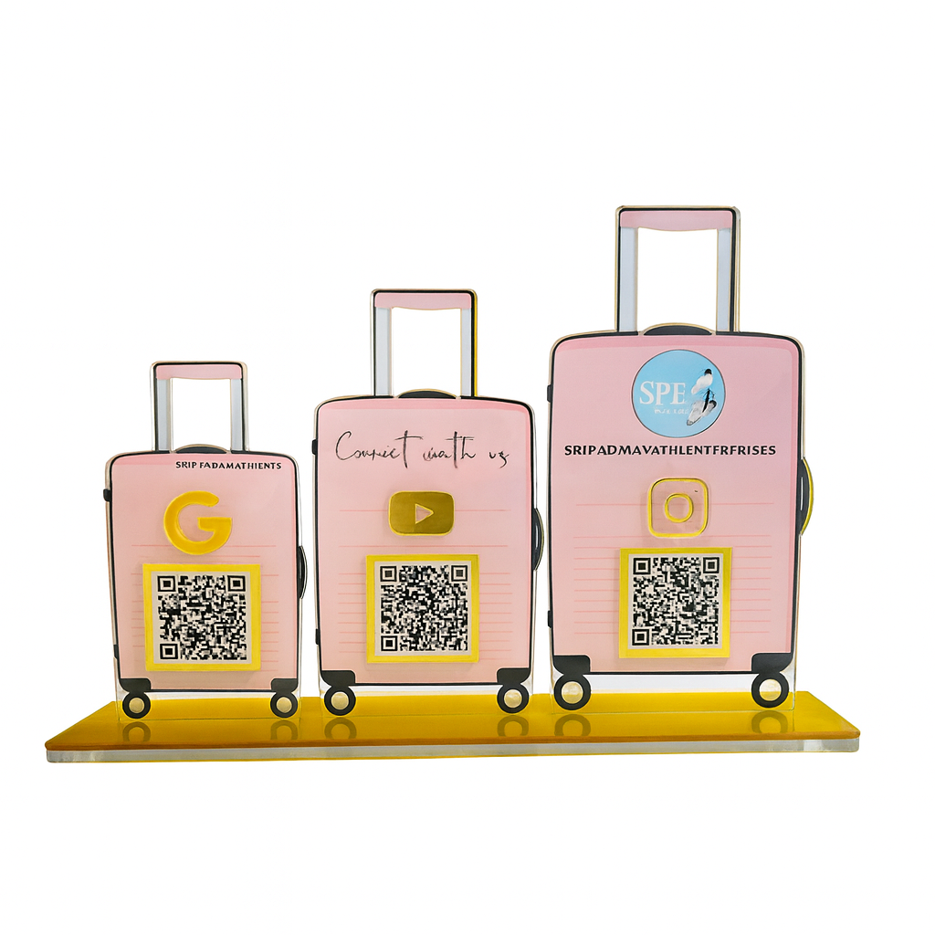 3 QR NFC Enabled Luggage Shape Standee for Travel Agency & Tour Operator