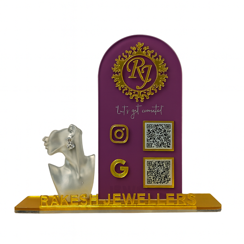 2 QR NFC Enabled Premium Jewelry Standee for Jewellery Shop & Gold Store For Jewellers