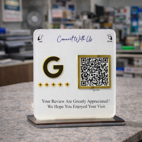1 QR NFC Enabled Standee for Dental Clinic |White Colur Standee
