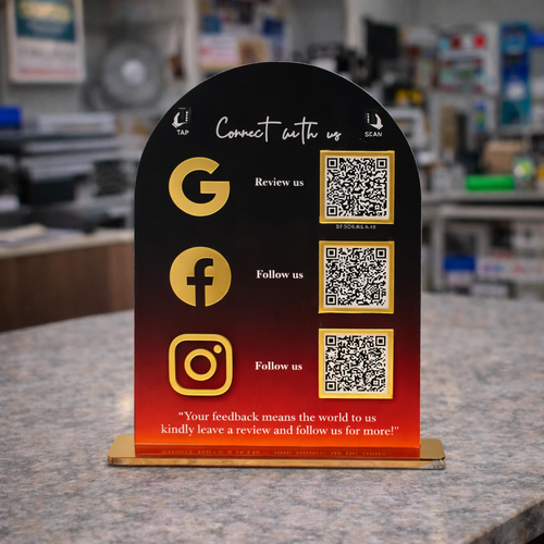 3 QR NFC Enabled Round Vertical Premium Standee for Salon & Spa