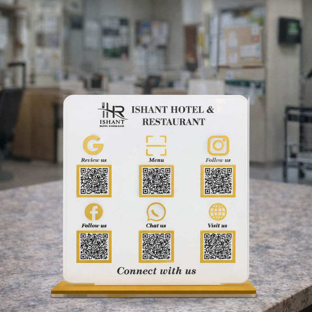 6QR NFC Enabled Premium Standee For Restaurant & Cafe
