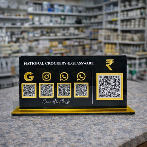 5 QR NFC Enabled Black Horizontal Standee with Payment QR