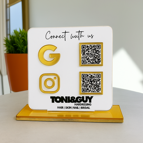 Smart NFC Enabled 2 QR Table Top Standee - Icon Edition For Salon and spa
