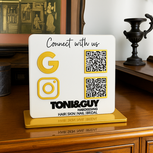 Smart NFC Enabled 2 QR Table Top Standee - Icon Edition For Salon and spa
