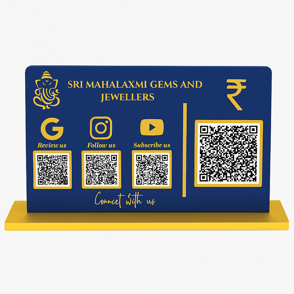 4 QR NFC Enabled Horizontal Multi Colour QR Standee with Payment QR