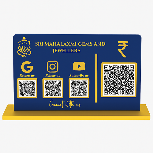 4 QR NFC Enabled Horizontal Multi Colour QR Standee with Payment QR