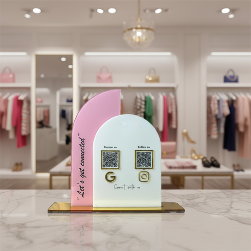 2 QR NFC Enabled Custom Shape Standee for Shops and Clothing Store and Boutiques