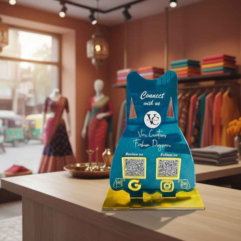 2 QR NFC Enabled Dress- Shaped Qr Acrylic Standee