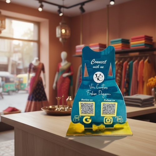 2 QR NFC Enabled Dress- Shaped Qr Acrylic Standee