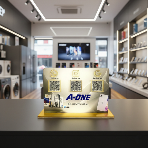 3 QR NFC Enabled Standee for Mobile Shops and Electronics