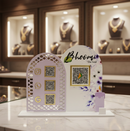 4 QR NFC Enabled Premium Standee For Jewellers