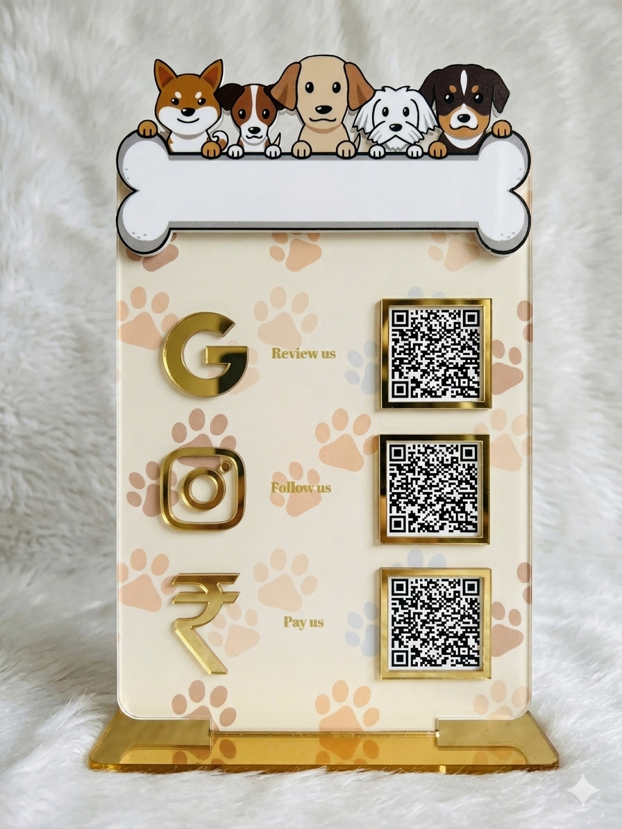 3 QR NFC Enabled Vertical Pets Cutout Standee For Pet Shops