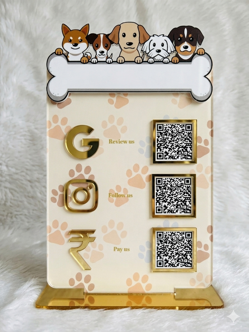 3 QR NFC Enabled Vertical Pets Cutout Standee For Pet Shops
