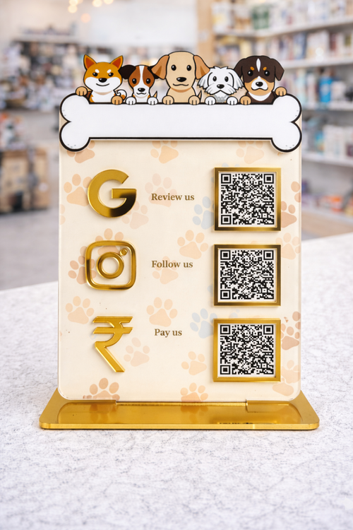 3 QR NFC Enabled Vertical Pets Cutout Standee For Pet Shops