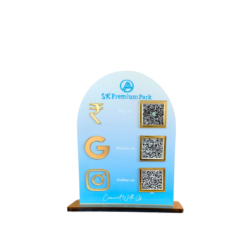 3 QR NFC Enabled Round White Standee for Shops Cafes Clinics & Offices