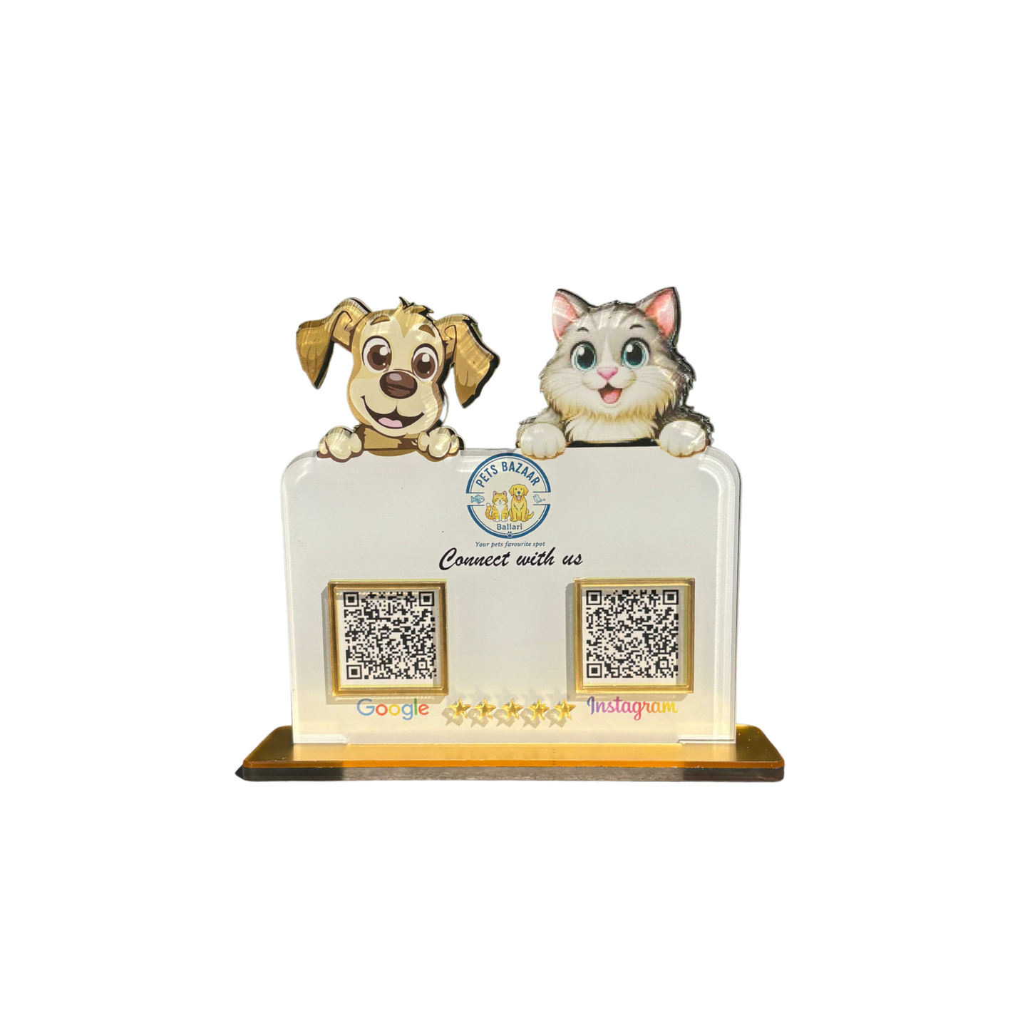 2 QR NFC Enabled Dog & Cat Cutout Standee for Pet Shop Pet Store & Pet Clinic