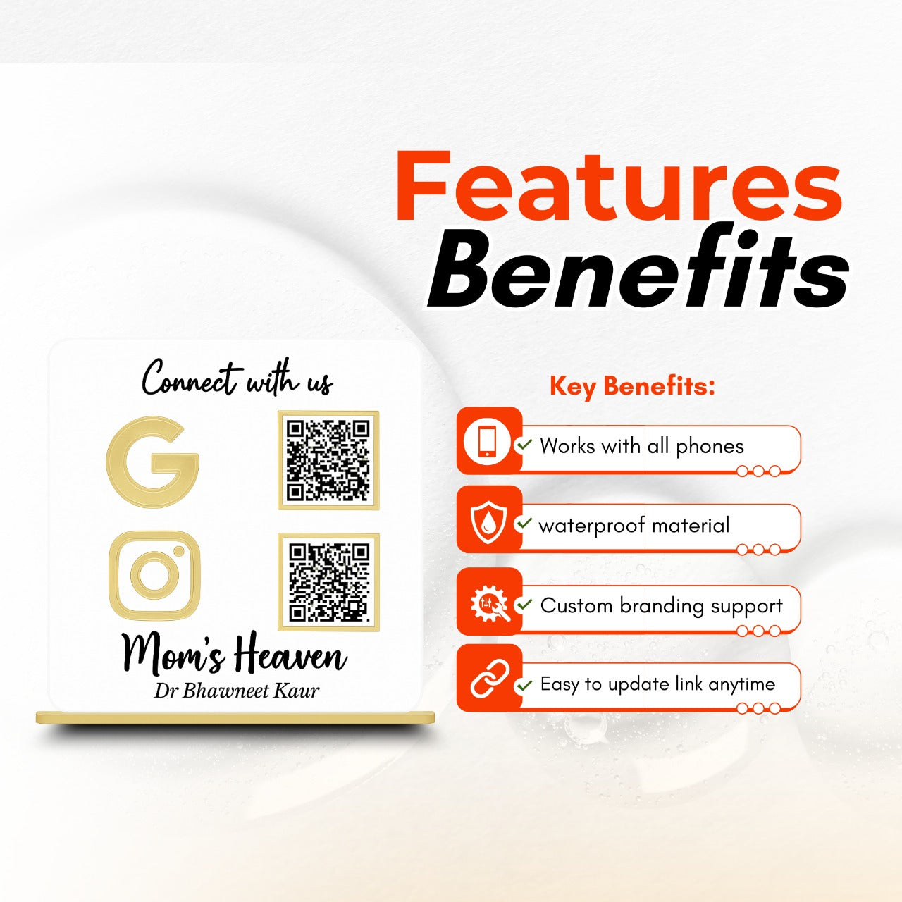 2 QR NFC Enabled White Standee for Shops Cafes Clinics & Offices and Hospital