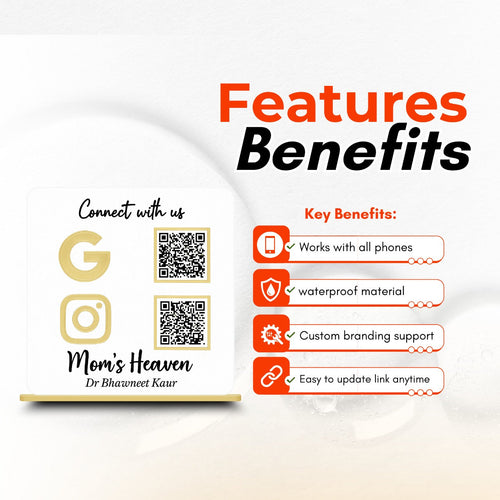 2 QR NFC Enabled White Standee for Shops Cafes Clinics & Offices and Hospital
