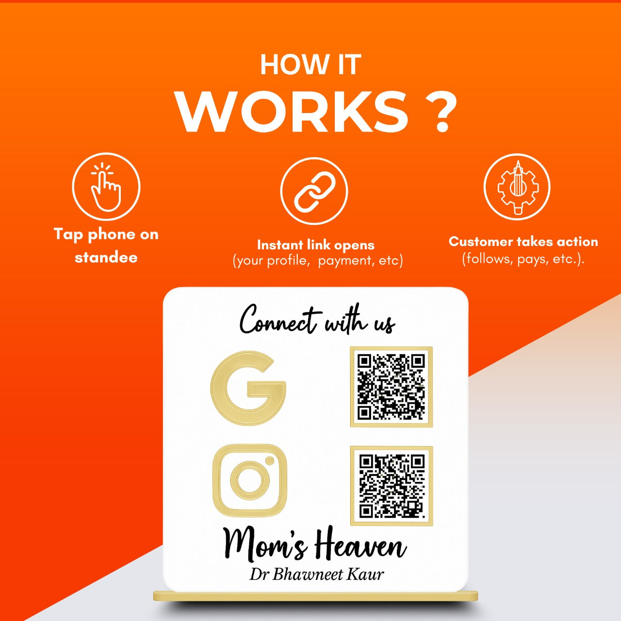2 QR NFC Enabled White Standee for Shops Cafes Clinics & Offices and Hospital