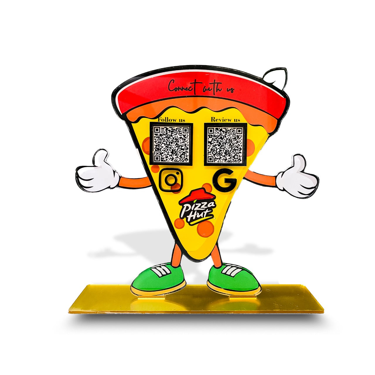 2 QR NFC Enabled Pizza Shaped Smart Digital Standee for Restaurant & Cafe