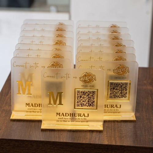 1 QR NFC Enabled Frosted Premium Menu Table Standee Pack for Restaurant | Cafe - Digital Menu