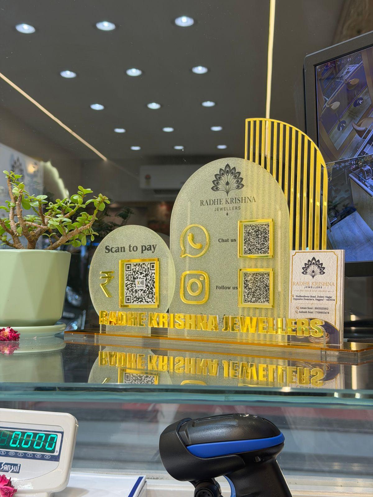 3 QR NFC Enabled Round Shape Standee For jewellers