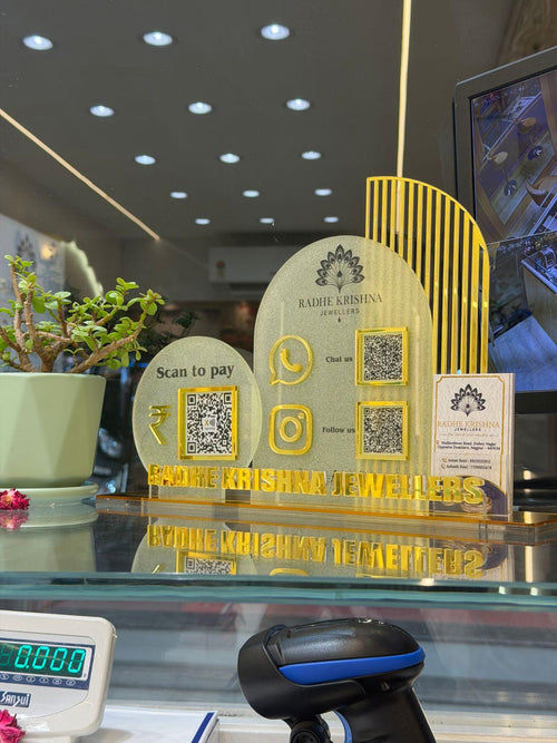 3 QR NFC Enabled Round Shape Standee For jewellers