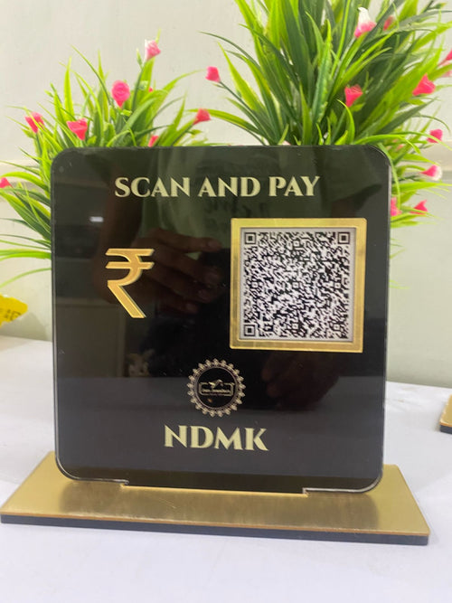 1 QR NFC Enabled JCB Theme Square Premium Standee Automotive Garage | Car Workshop | Showroom Counter