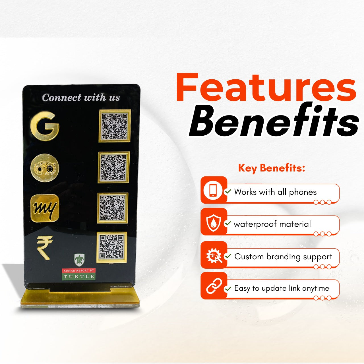 4 QR NFC Enabled Black Colour Vertical Standee For Salon and spa