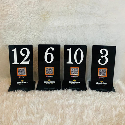 Luxe Black NFC Enabled Table Number Menu Stand For Restaurant & Cafe