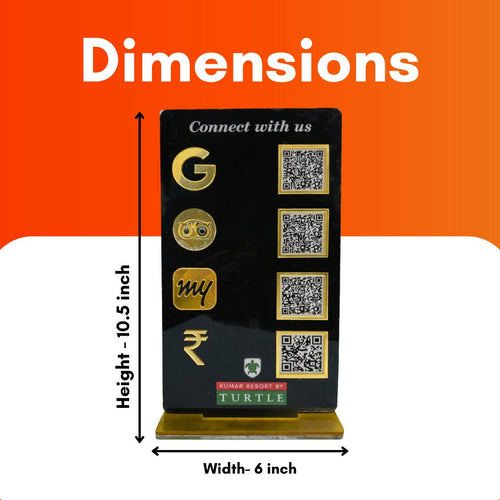4 QR NFC Enabled Black Colour Vertical Standee For Salon and spa