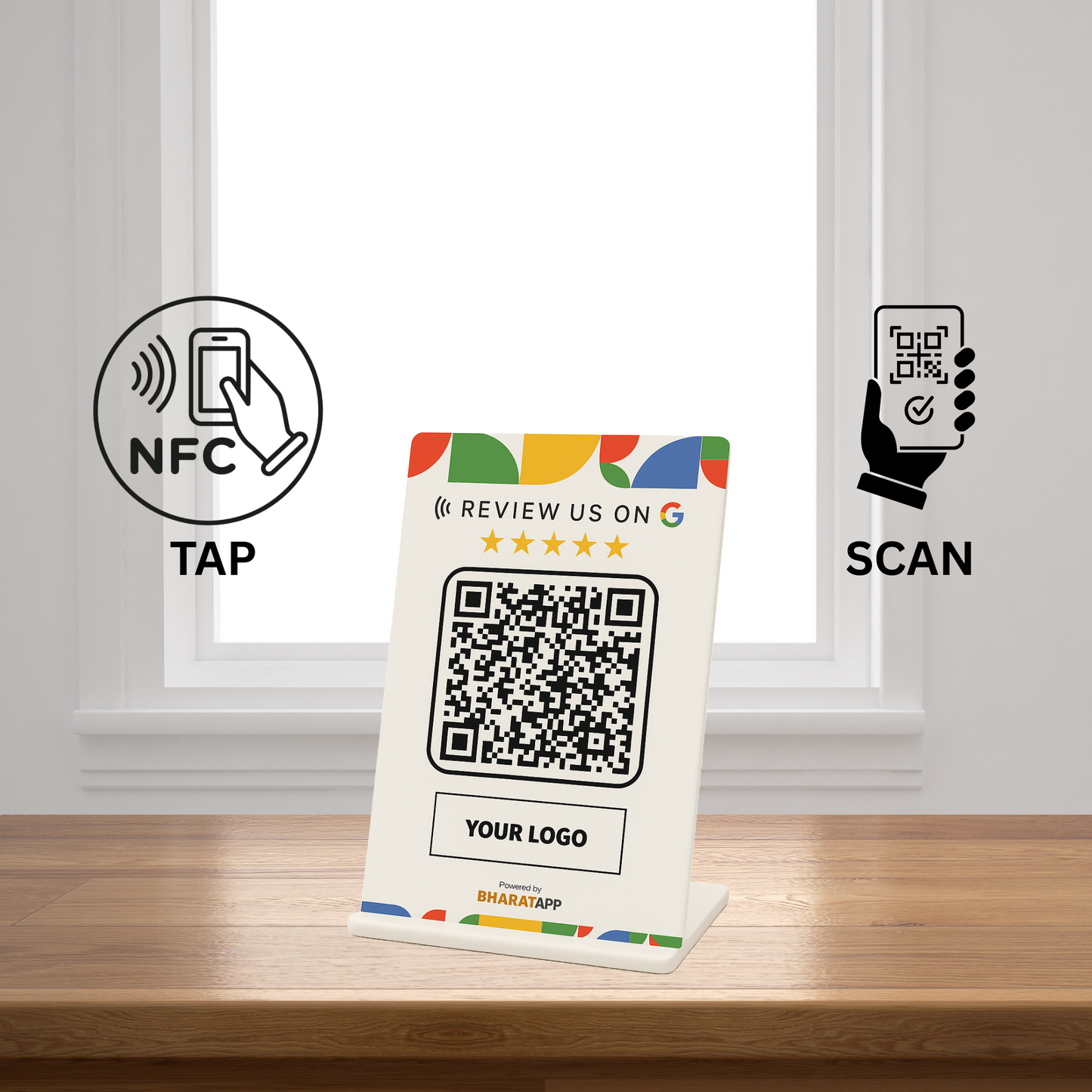 Google reviews PVC NFC Enabled QR Code Standee
