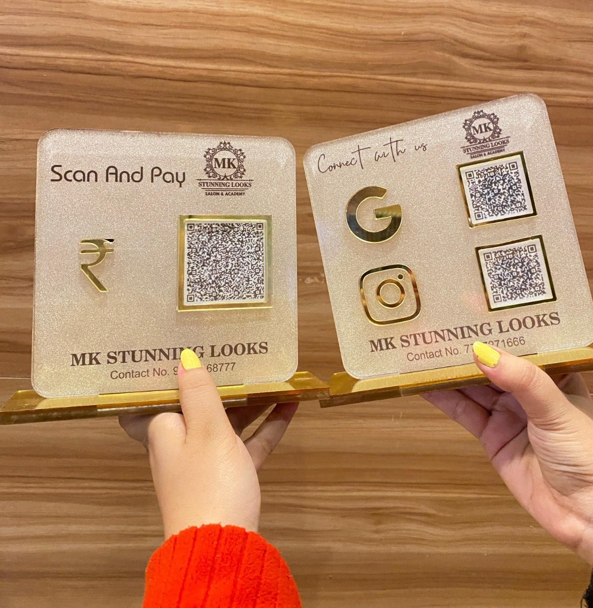 2 Frosted Standee NFC Enabled Bundle - Google + Instagram + Payment