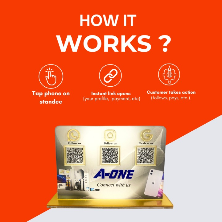 3 QR NFC Enabled Standee for Mobile Shops and Electronics