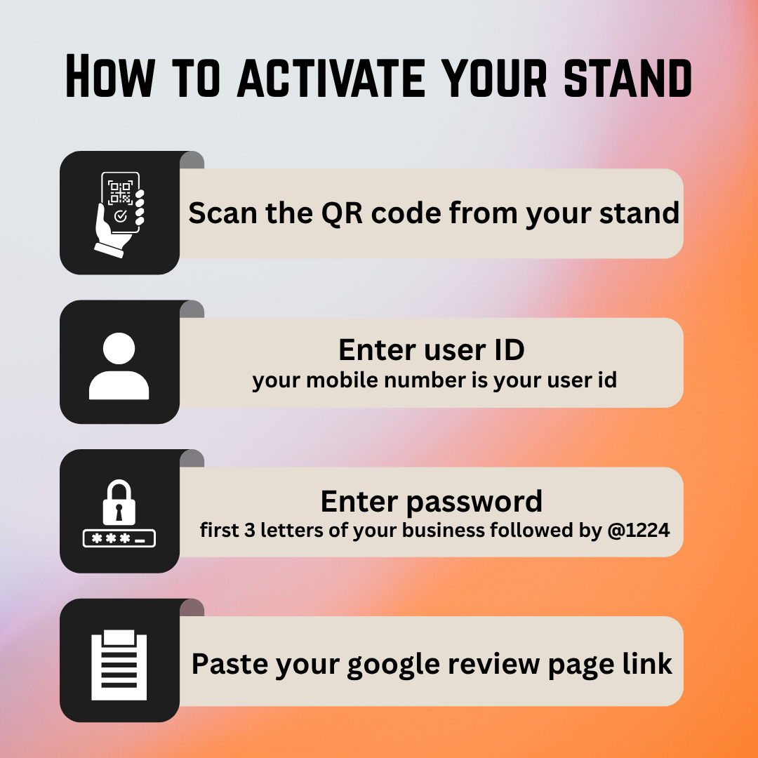 Google reviews PVC NFC Enabled QR Code Standee